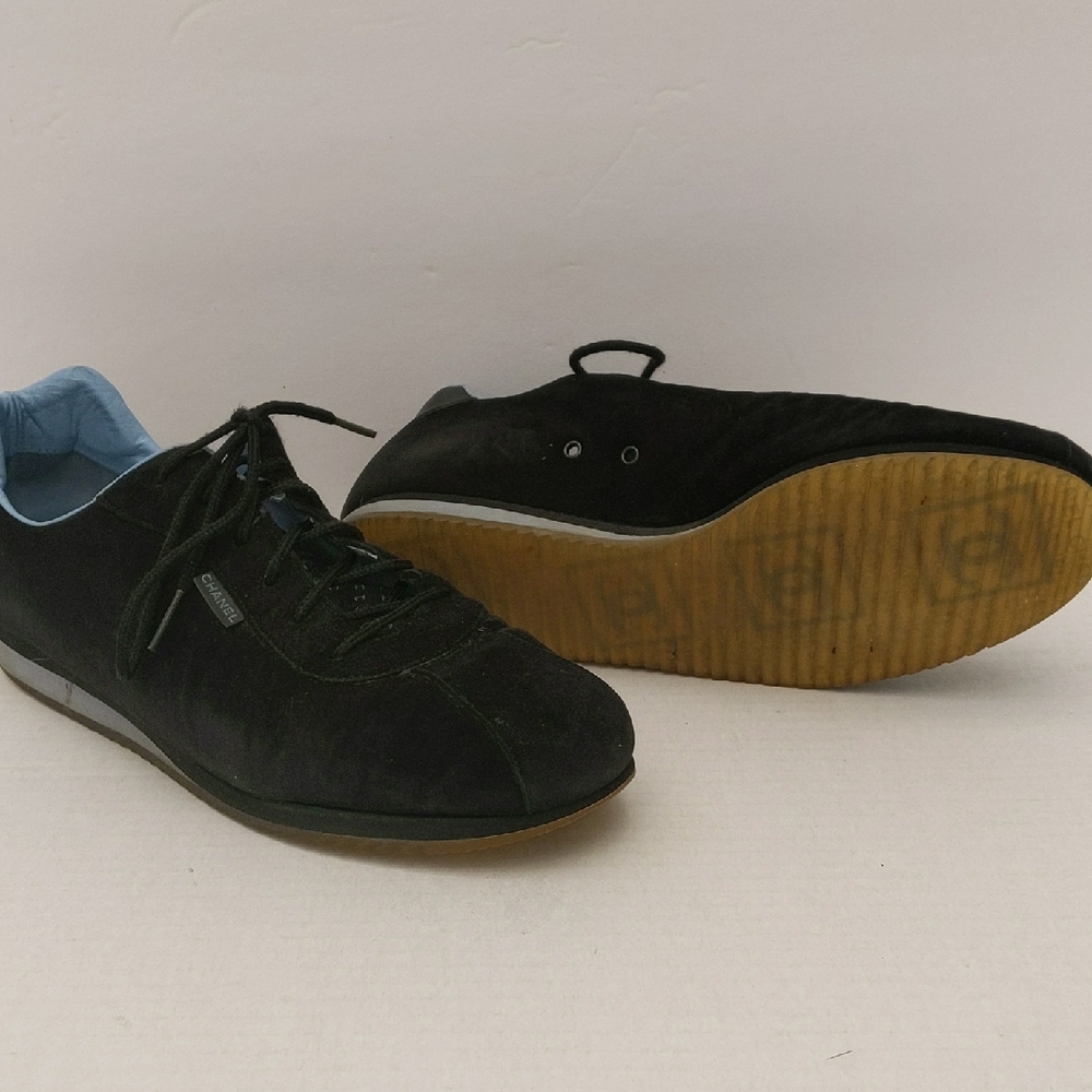 CHANEL Black and Blue Sneakers Size 38 1/2